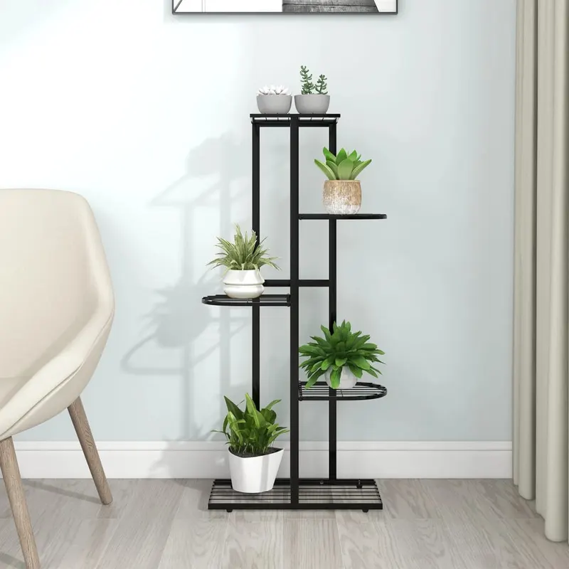 suport pentru flori cu 5 niveluri, negru, 43x22x98 cm, metal