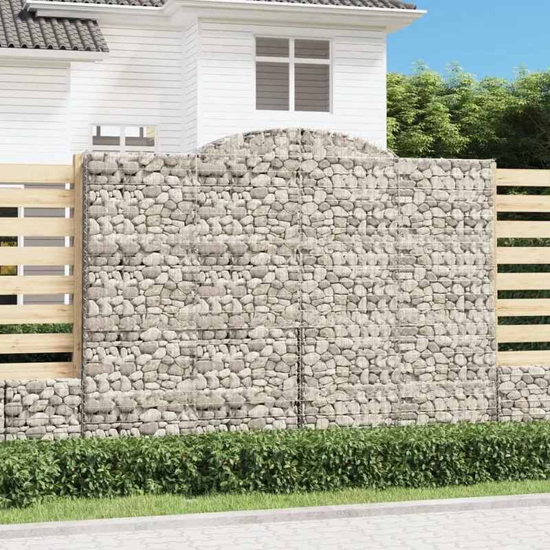 cosuri gabion arcuite, 3 buc, 300x50x220/240cm, fier galvanizat