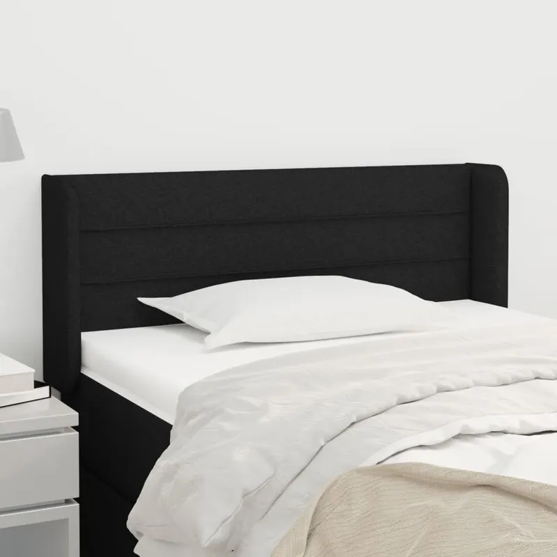 tablie de pat cu aripioare negru 83x16x78/88 cm textil