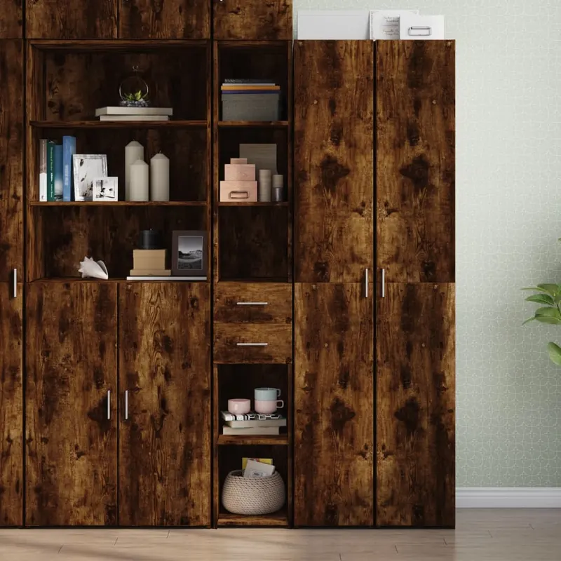 dulap inalt, stejar fumuriu, 30x42,5x185 cm, lemn prelucrat