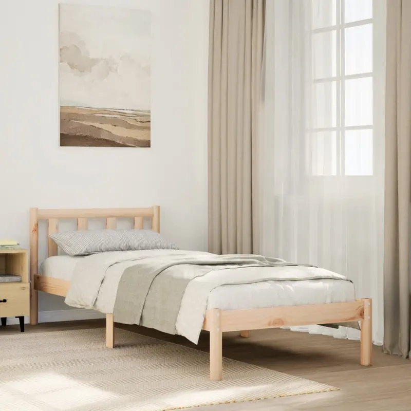 cadru pat foarte lung fara saltea, 100x210 cm, lemn masiv pin