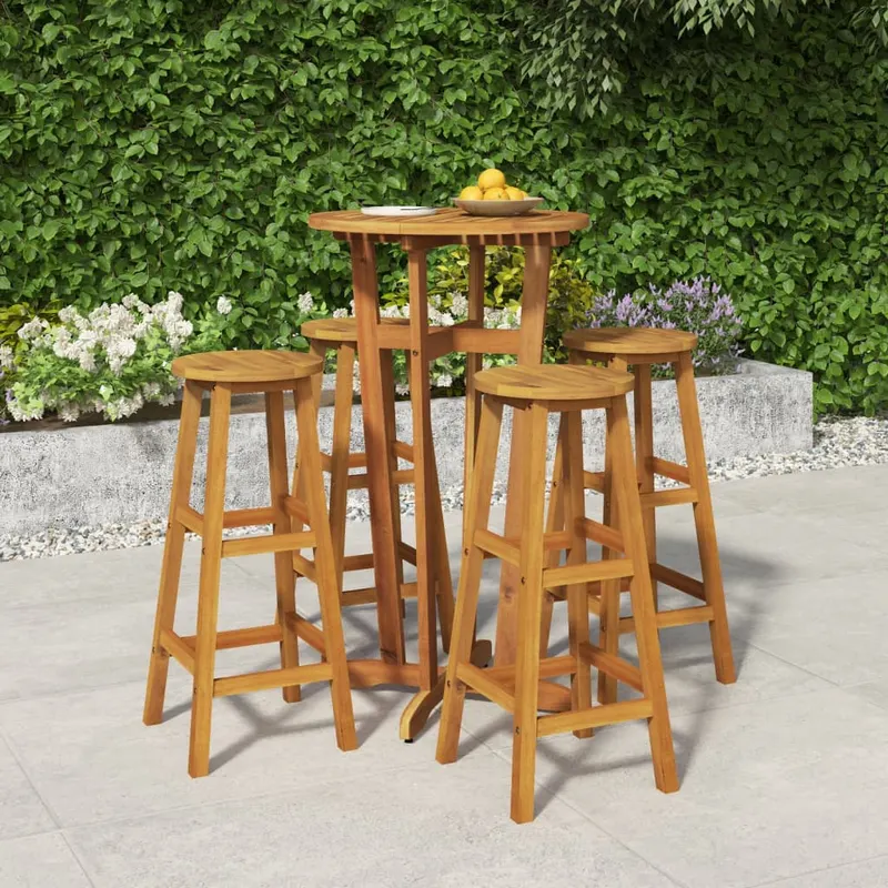 set bar de gradina, 5 piese, lemn masiv de acacia