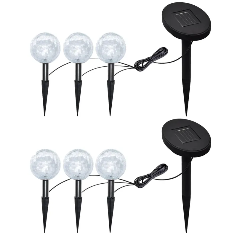 lampi de gradina cu led, 6 buc., tarusi & panouri solare