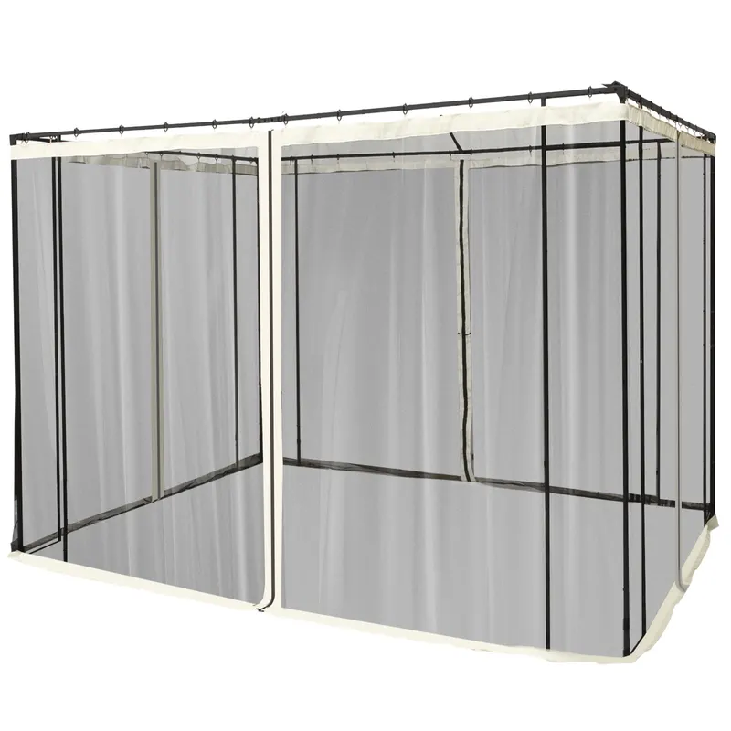 Plasa de Tantari Outsunny, Perdele de Rezerva, Balamale, 302x207cm, Negru si Bej