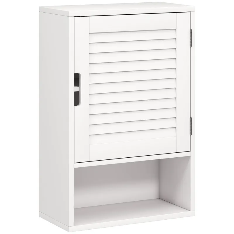 HOMCOM Dulap de baie suspendat pe perete cu ușă cu închidere silențioasă, rafturi reglabile 40 x 20 x 60 cm Alb