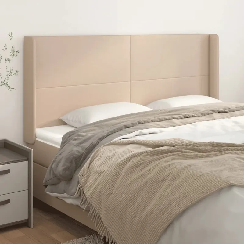 tablie pat cu aripioare cappuccino 163x16x118/128 cm piele eco