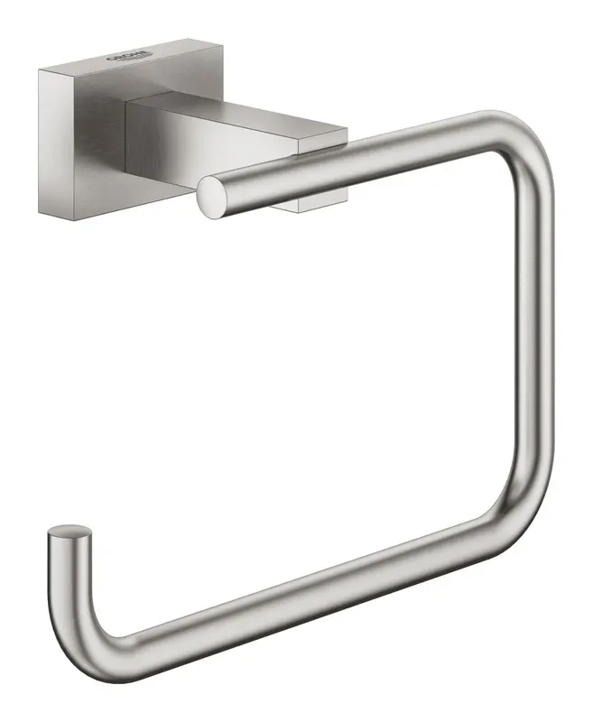 Suport hartie igienica Grohe 40507DC1, Essentials Cube, pe perete, metal, mat, otel satinat