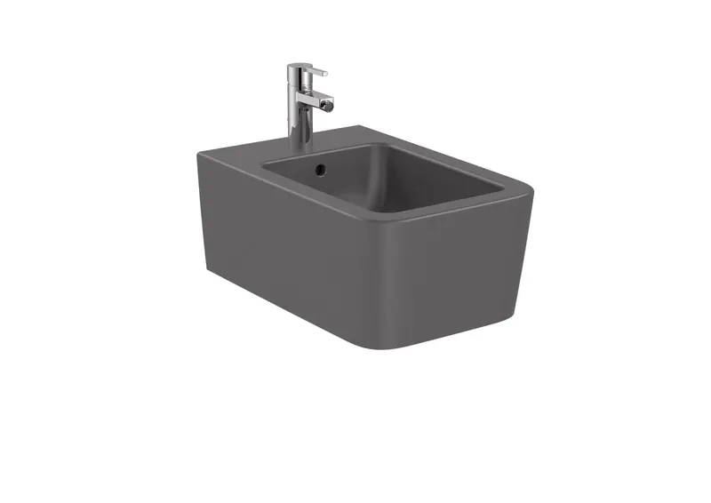 Bideu Roca A357535640, Inspira Square, montaj suspendat, preaplin, utilizare igienica si eficienta, antracit