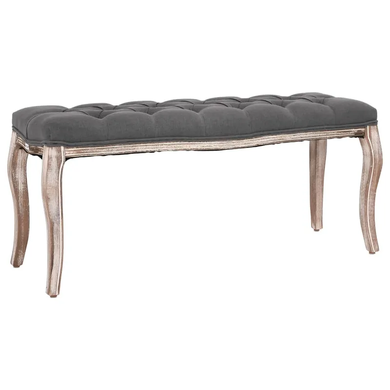 banca, gri inchis, 110x38x48 cm, panza si lemn masiv