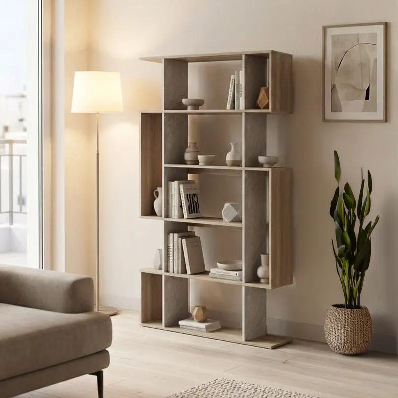 Biblioteca Mito, 109x25x161 cm - Sonoma-Marmura Bej