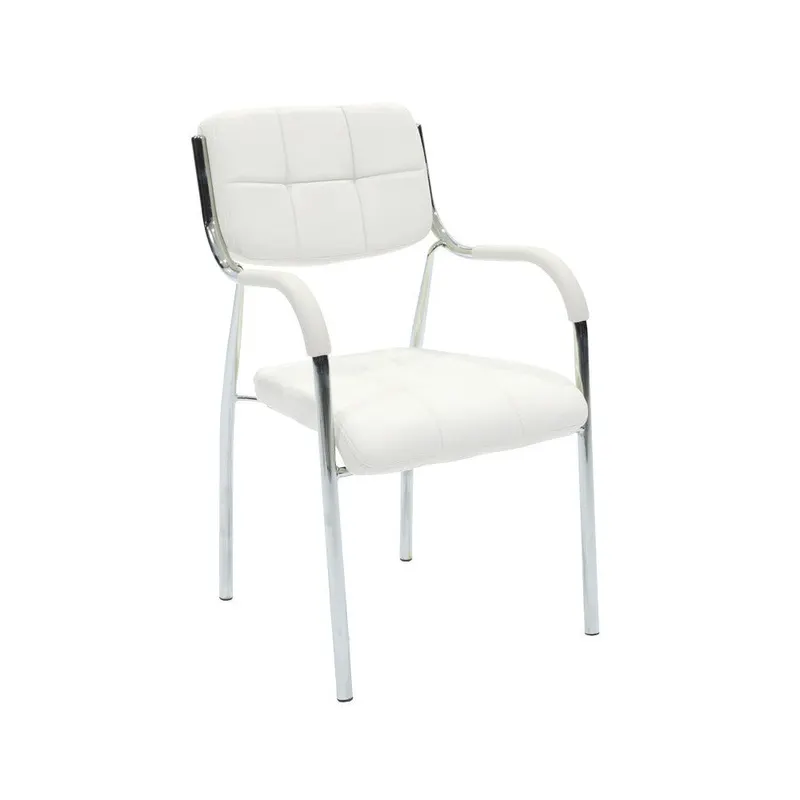 Scaun oaspete superposable Otlen pu-crom 47x45x87 cm, Alb - Negru, 45x47 cm - Alb