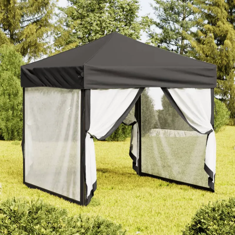 cort pliabil pentru petrecere, pereti laterali, antracit, 2x2 m
