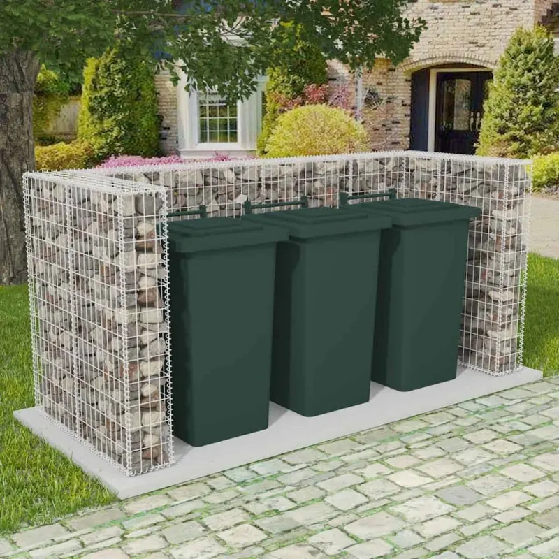 gabion triplu ingradire pubela, otel, 250 x 100 x 120 cm