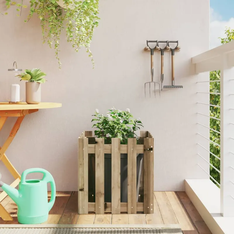 jardiniera gradina design gard 50x50x50cm lemn de pin impregnat