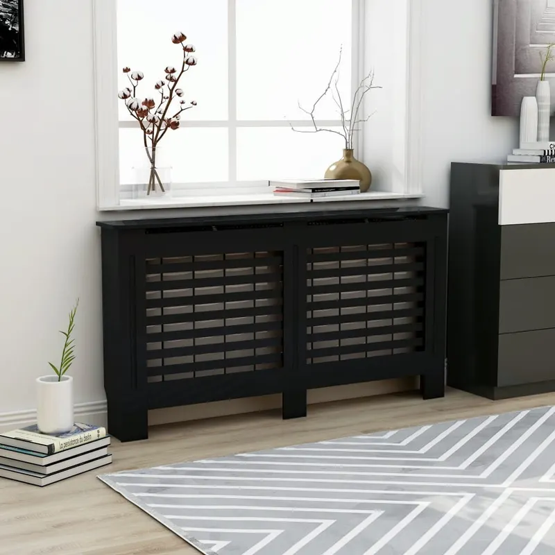 masca pentru calorifer, negru, 152 x 19 x 81,5 cm, mdf