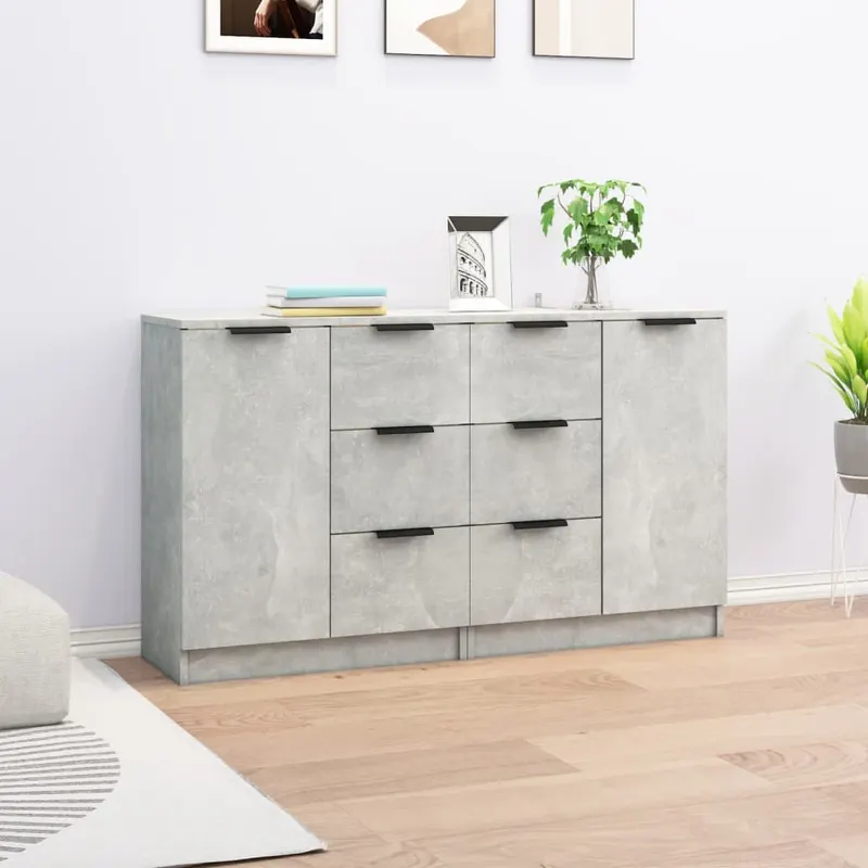 servante, 2 buc., gri beton, 60x30x70 cm, lemn prelucrat