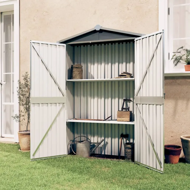 sopron de gradina, gri, 116x45x175 cm, otel galvanizat
