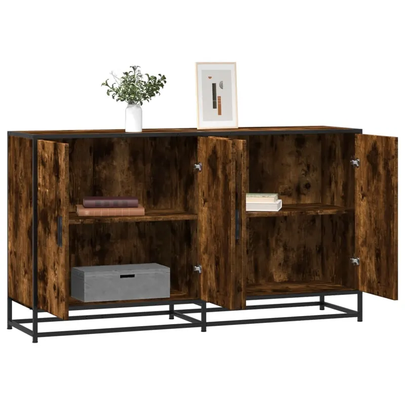 servanta, stejar afumat, 134x35x76 cm, lemn prelucrat