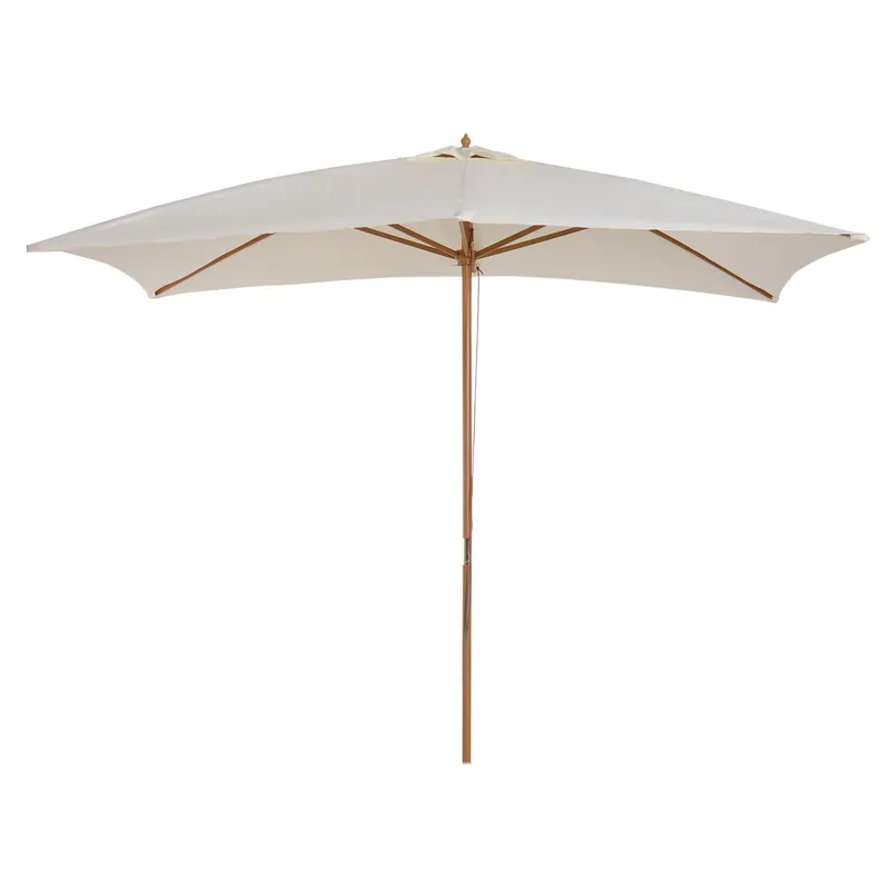 Outsunny Umbrelă din Lemn pentru Grădină, Design Clasic, Crem, 2x2.95x2.55m, Protecție Solară Eficientă