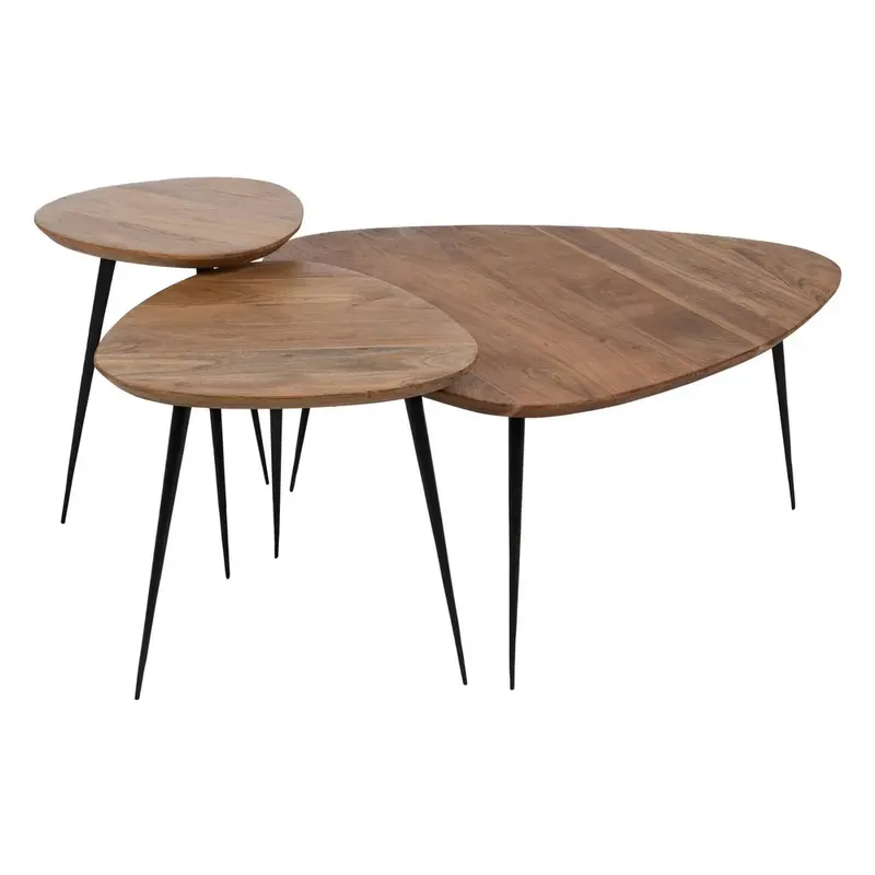 Set 3 masute de cafea CLINTON 39x39x52/55x49x47/86x81x43 CM - Lemn