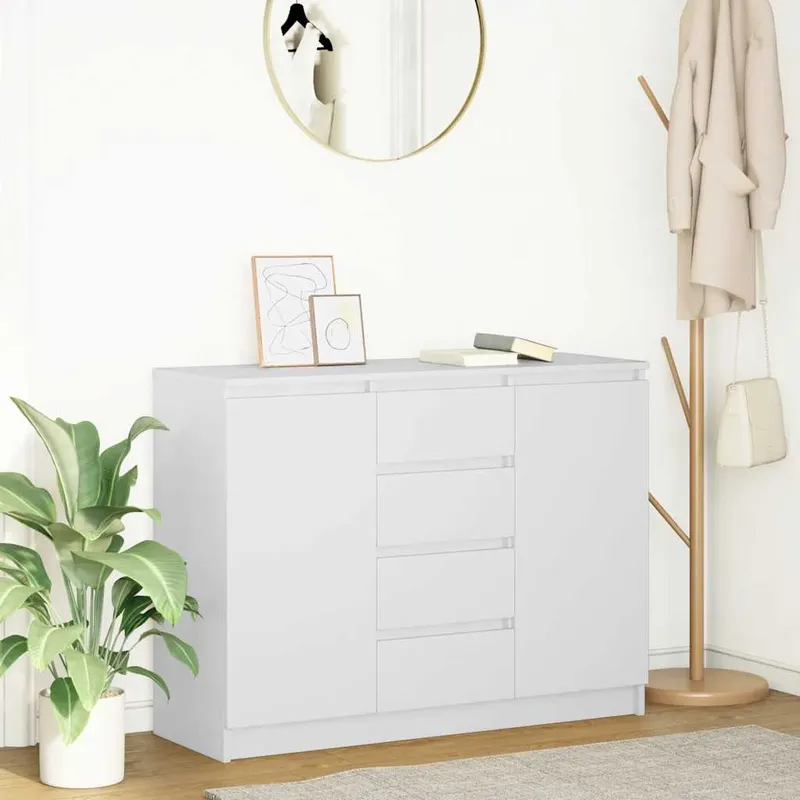 bufeta cu sertare alb 100,5x35x76 cm lemn prelucrat