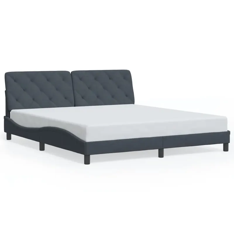 cadru de pat cu lumini led, gri inchis, 180x200 cm, catifea