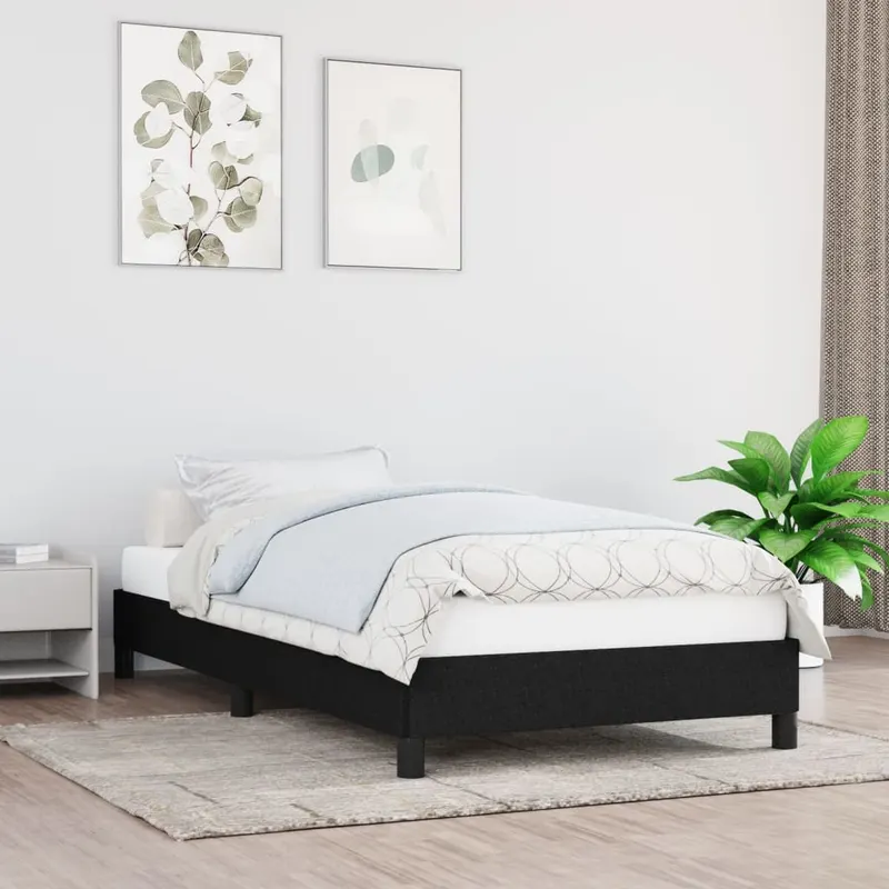 cadru de pat, negru, 90 x 200 cm, material textil