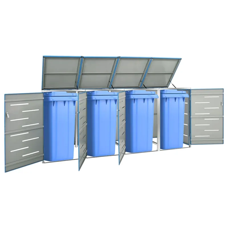 Magazie pentru patru pubele 276,5x77,5x112,5 cm otel inoxidabil
