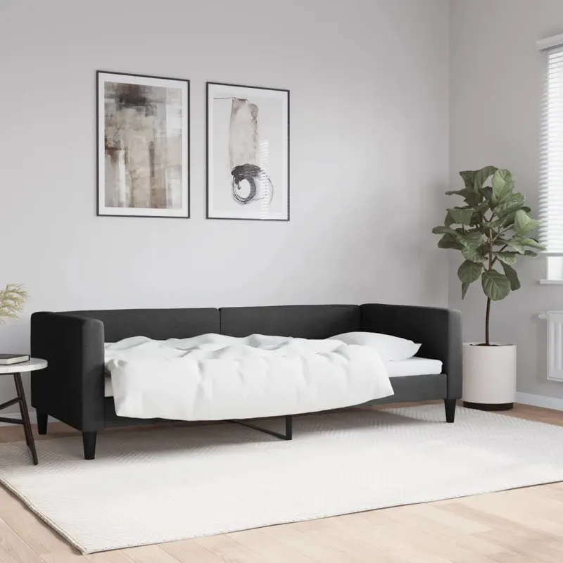 pat de zi, negru, 80x200 cm, material textil