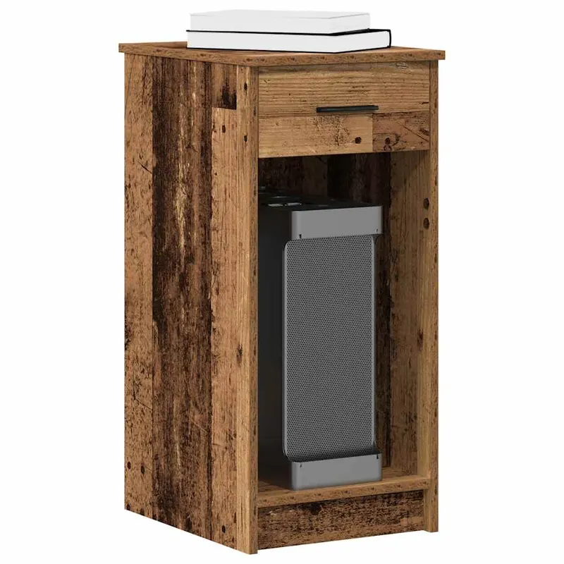 suport turn pentru computer cu sertar lemn vechi 35x45x77 cm