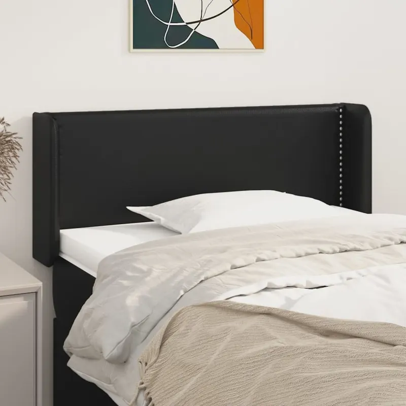 tablie de pat cu aripioare negru 83x16x78/88 cm piele ecologica