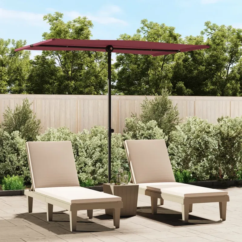 umbrela de soare de exterior, stalp aluminiu, bordo, 2x1,5 cm