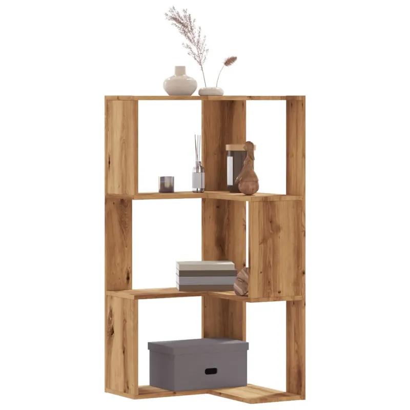 biblioteca 3 nivel stejar artizanal 50x50x102 cm lemn prelucrat