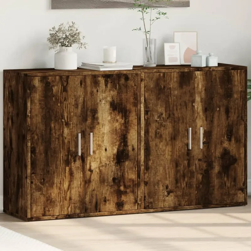 dulapuri, 2 buc., stejar fumuriu, 60x31x70 cm, lemn prelucrat
