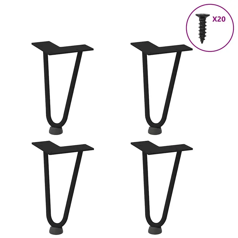 picioare de masa in ac de par 4 buc negru 20 cm otel masiv