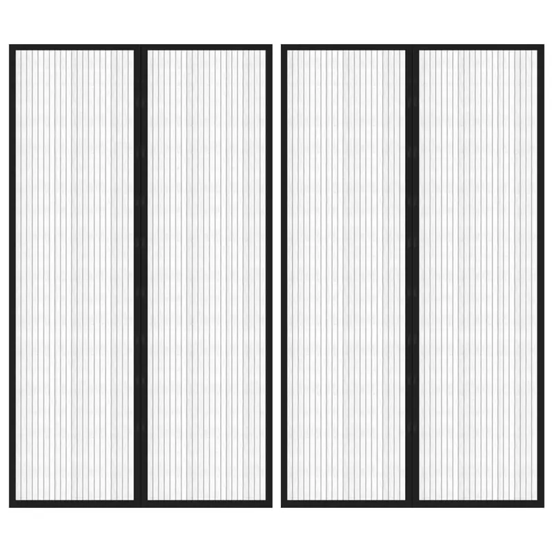 perdele de usa anti-insecte cu magnet, 2 buc., negru, 200x80 cm