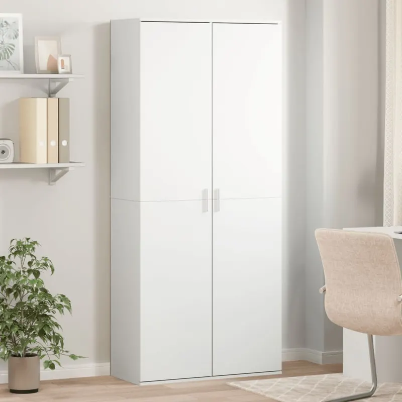 dulap inalt, alb, 80x35x180 cm, lemn prelucrat