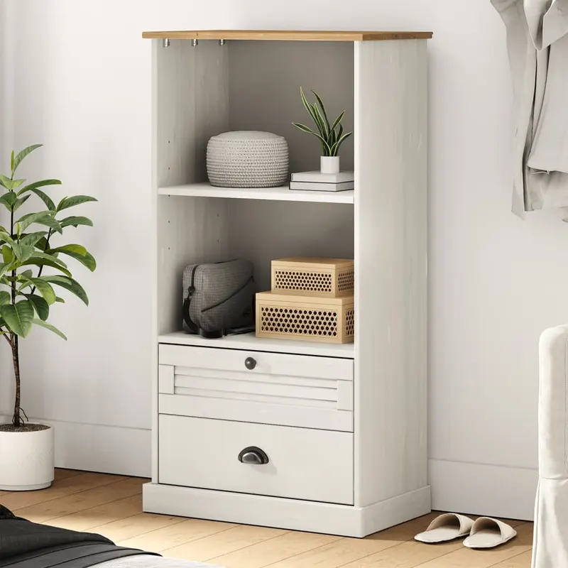 biblioteca vigo, alb, 60x35x114,5 cm, lemn masiv de pin
