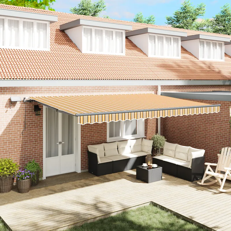 marchiza retractabila manuala cu dungi multicolore led 500x300 cm.