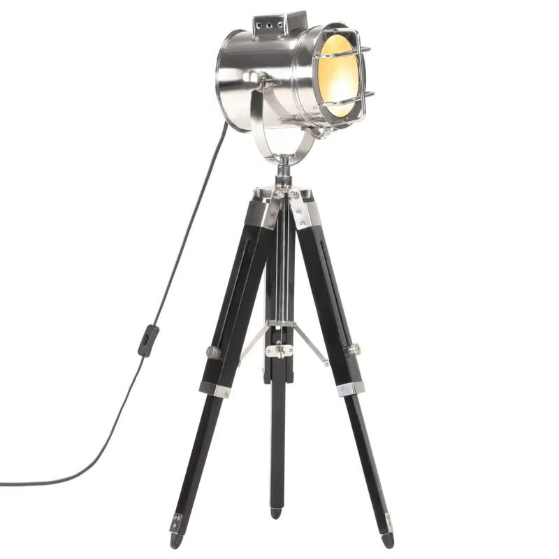 lampa de podea cu trepied, 69 cm, negru, lemn masiv de mango