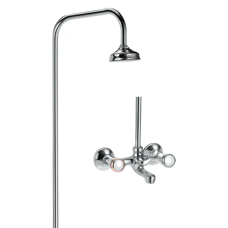 Baterie de cada cu coloana dus Remer Rubinetterie 1000-2000 08Y, comutator, para tip ploaie, 1 2 x 3 4, aerator, crom lucios, alama