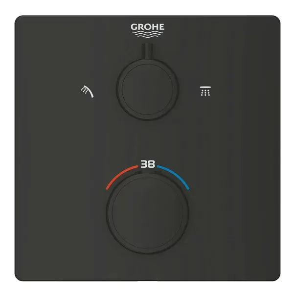 Unitate comanda Grohe 1022092430, Grohtherm Cube, tip comanda dubla comanda, tip incastrare aparent, negru
