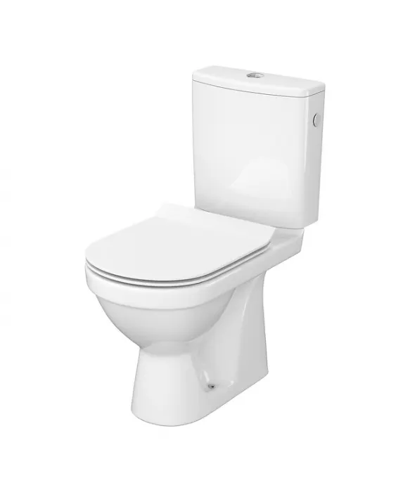Set vas WC cu rezervor si capac duroplast slim si soft close, cu alimentare laterala si evacuare veritcala, ZIP SimpleOn Cersanit