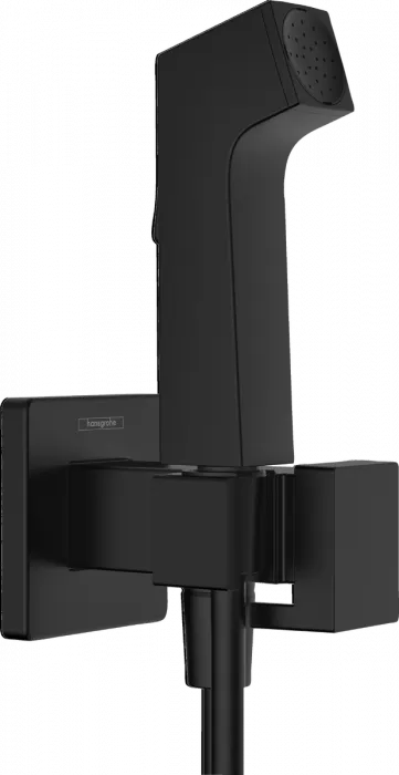 Dus igienic cu para , suport si furtun 125 cm, negru mat Hansgrohe E Smart