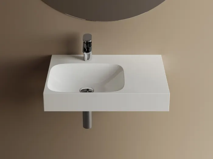 Lavoar suspendat, din compozit, 60x40x10.2 cm, alb lucios, Titan