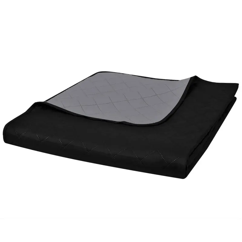 Cuvertura matlasata cu doua fete, negru/gri, 230 x 260 cm