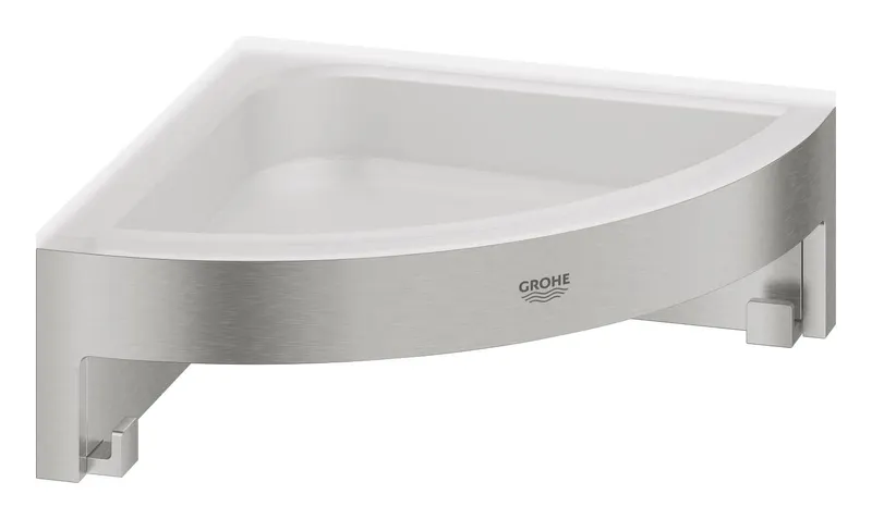 Etajera de colt Grohe 41106DC0, Start Cube, pe perete, 160 x 160 mm, mat, otel satinat
