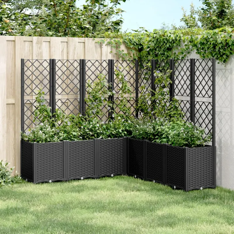 jardiniera de gradina cu spalier, negru, 160x160x140 cm, pp