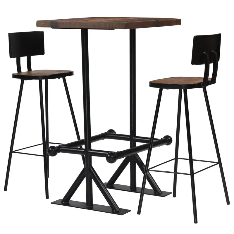 set mobilier de bar, 3 piese, lemn masiv reciclat