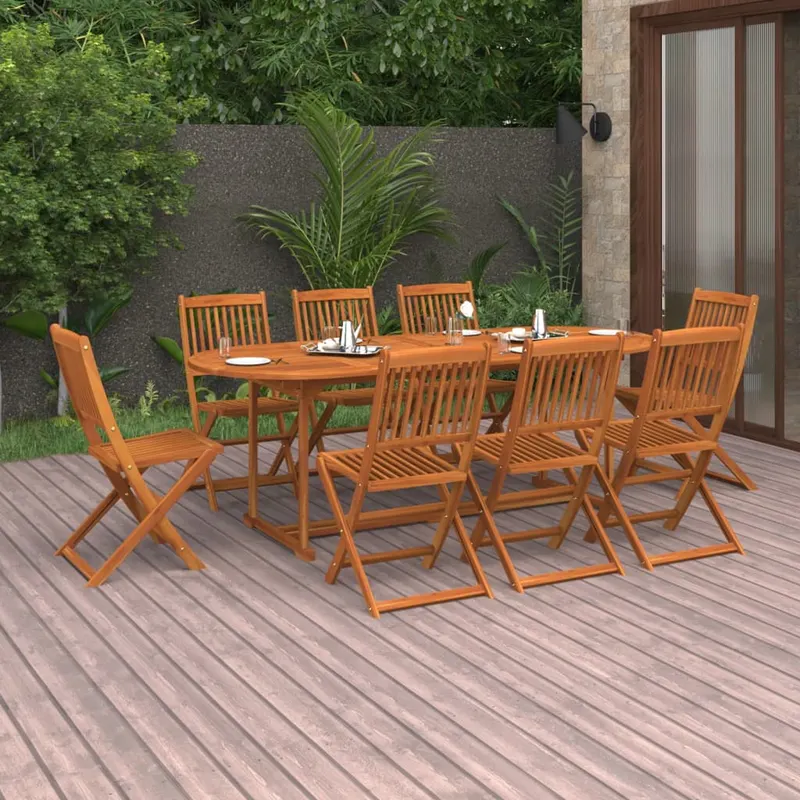 set mobilier de gradina 9 piese 220x90x75 cm, lemn masiv acacia